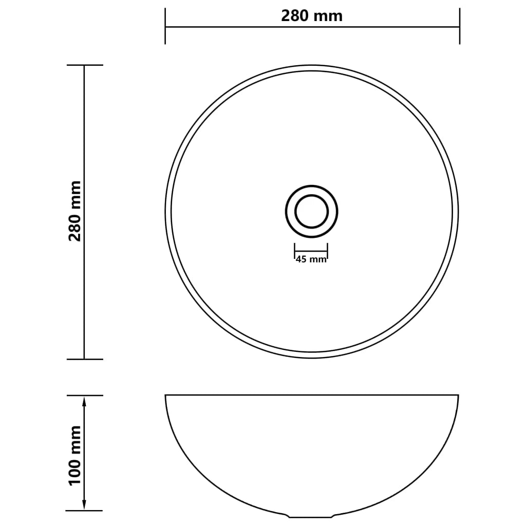 Lavabo da bagno rotondo diametro 28 cm ceramica grigio scuro 02_0002725