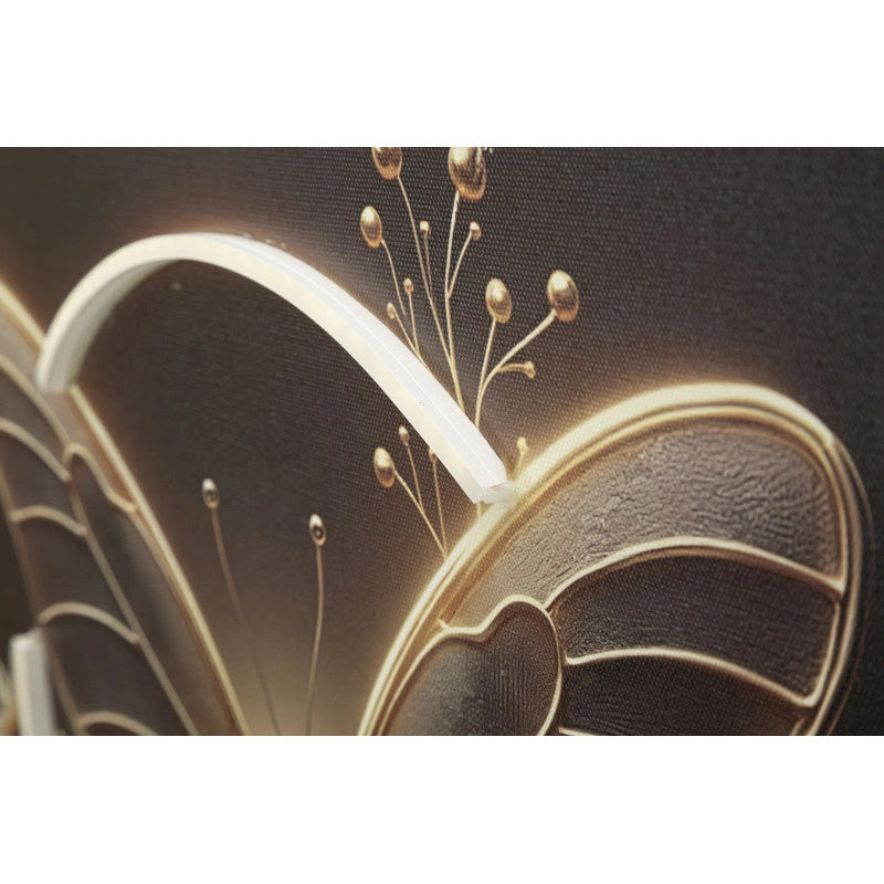Stampa Con Led Su Tela Laccata Con Cornice Butterfly cm 50x4x50