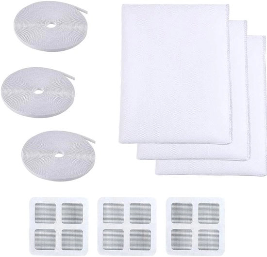 Insecticida per finestre - rete antinsettichi - 3 pezzi - bianco - 1,5 m x 2 m