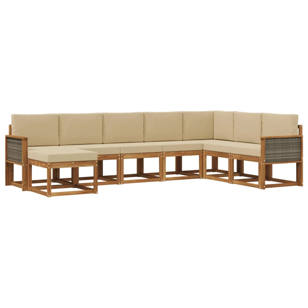 Set di divani da esterno 8 pz Naturale e Beige 3385449
