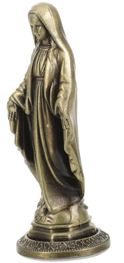 Miniatura della Vergine Maria - Scultura religiosa cattolica - Ornamento della Vergine Maria - Immagine religiosa cattolica - Immagine sacra - Madonna in metallo - Zinatura a mano