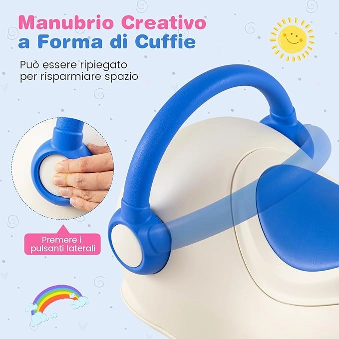 3 in 1 Cavallo a Dondolo per Bambini, Dondolo Cavalcabile con Spazio Nascosto, Ruote Scorrevoli e Tavola di Equilibrio Rimovibile, Regalo per Bambini 1-3 Anni
