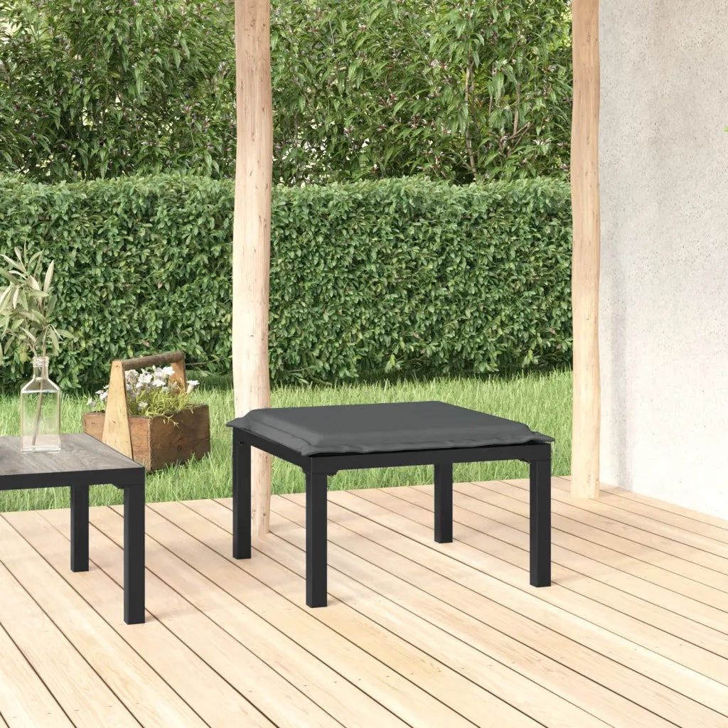 Poggiapiedi da Giardino con Cuscino in Polyrattan Nero e Grigio CFW9842775