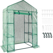 casotto per orto 141x74,5x205cm capacità 15kg portata massima casotto per giardino con struttura in acciaio e pannello in PE 4 pannelli per piantare