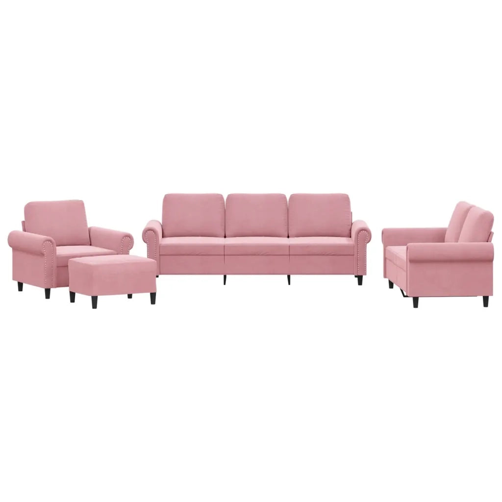 vidaXL Set di Divani 4 pz con Cuscini rosa in Velluto