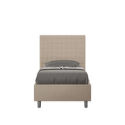 BS COM Letto singolo con rete imbottito 90x190 similpelle tortora