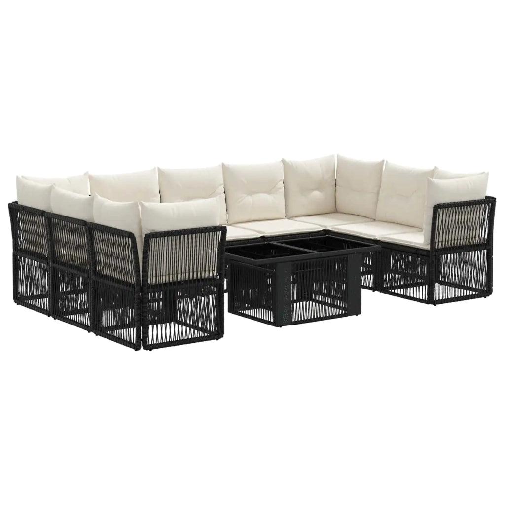 Set Divano da Giardino 10 pz Nero polyrattan 3436522