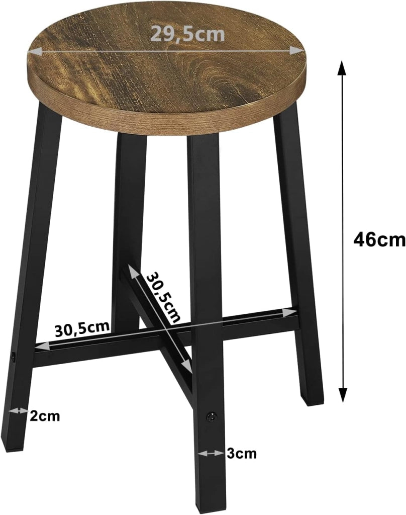 Set di 4 Sedie Sala da Pranzo, Sgabelli da Cucina, Sedile in Legno e Gambe in Metallo, Stile Industriale, Legno Vintage + Nero, BH370hov-4