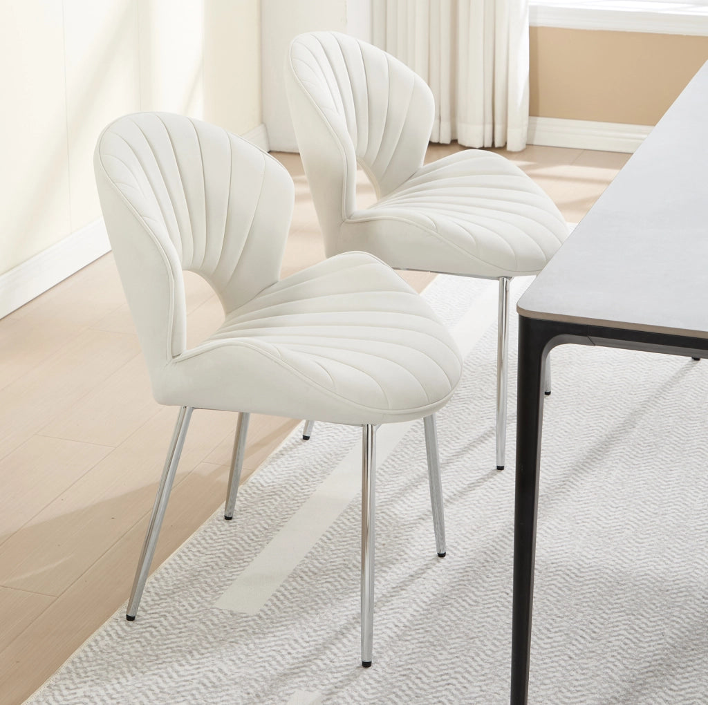 Sedia da pranzo 66.0x55.5x53.5 cm senza braccioli in tessuto avorio
