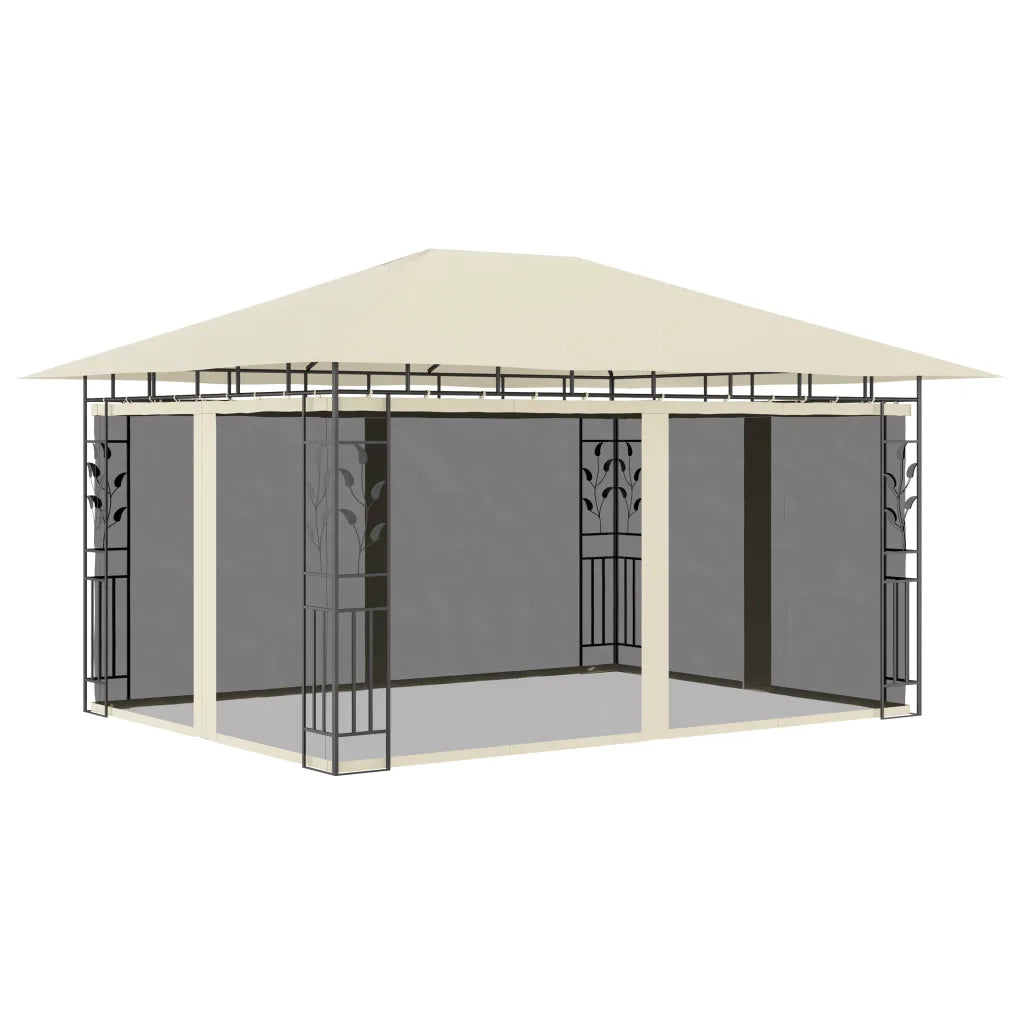 Gazebo con Zanzariera e Luci LED 4x3x2,73 m Crema  cod mxl 58743