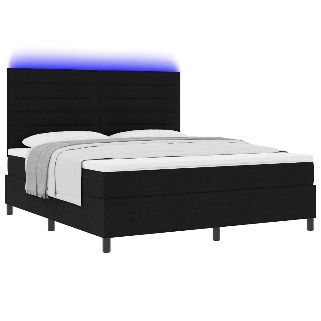 Letto a molle con materasso e LED Nero 180x200 cm Tessuto