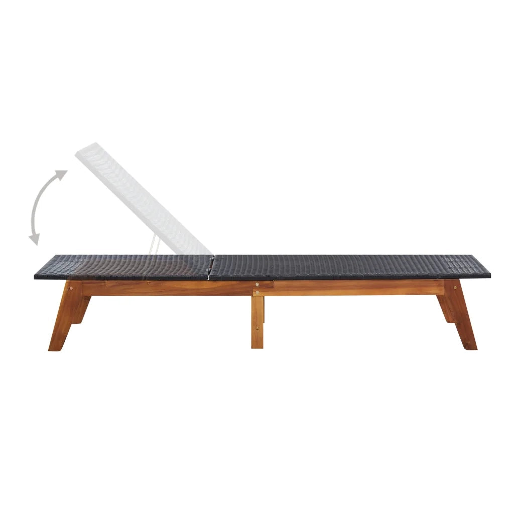 Lettino Prendisole con Tavolino in Polyrattan e Legno Acacia cod mxl 16010
