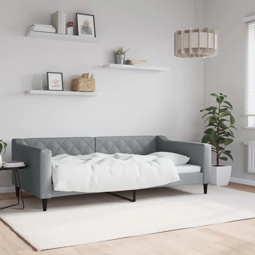 Letto da Giorno Grigio Chiaro 100x190 cm in Tessuto 354176