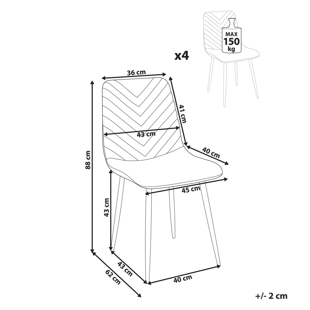 Set di 4 sedie da pranzo in velluto per la sala da pranzo gambe in ferro nero stile elegante