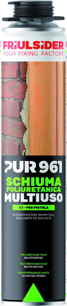 Friulsider SCHIUMA POLIURETANICA PUR 961 MULTIUSO PISTOLA ml. 750 12.00 pz