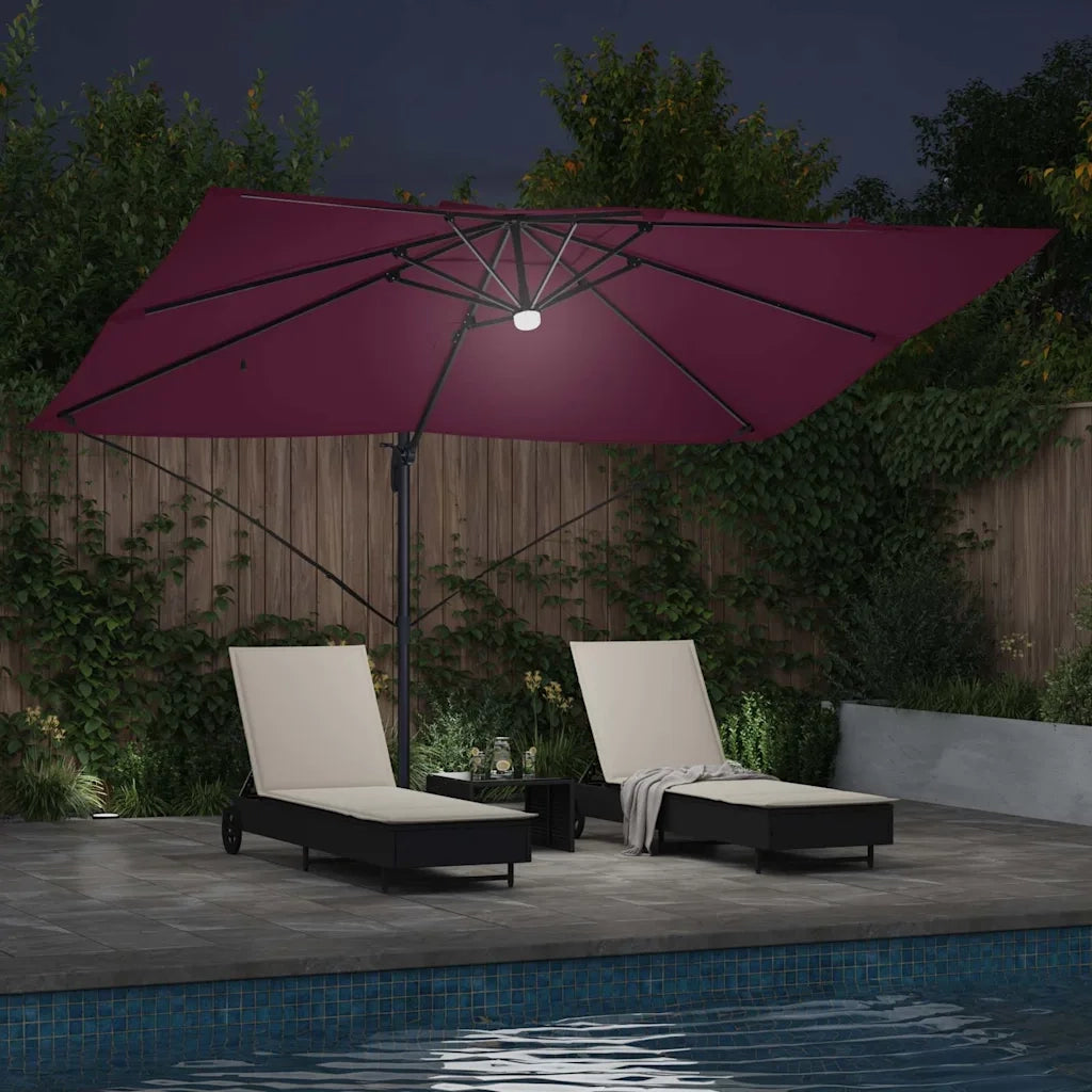 Ombrellone-Ombrello da giardino balcone Rosso Bordeaux 351 x 250 x 253 cm