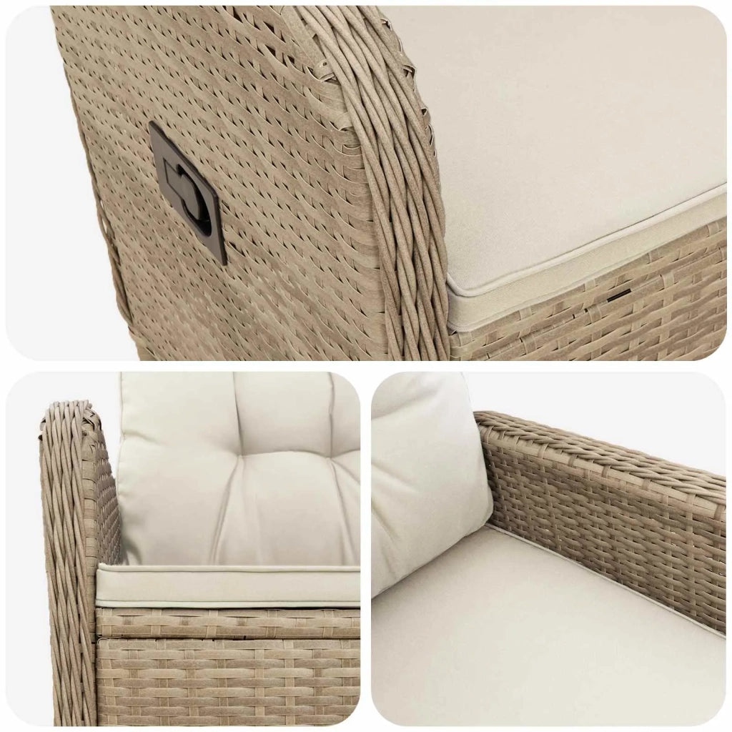 Sedia da giardino reclinabile Beige e Bianco Crema