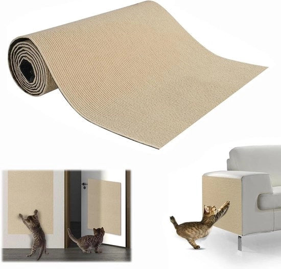 Pannello di gomma autoadesivo per gatti da 200 x 40 cm per gatti che salgono sul divano pannello di gomma per gatti perimetrale arredamento (Khaki)