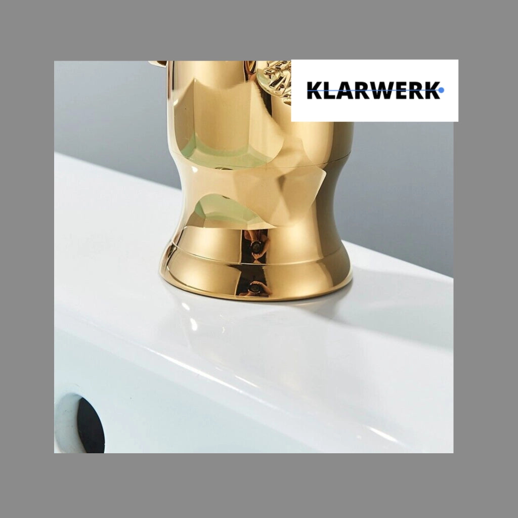 ADRIAN| Rubinetteo da bagno di design in acciaio inox con effetto cigno per lavabo lussuoso oro  | Rubinetto miscelatore bagno 2 attacchi
