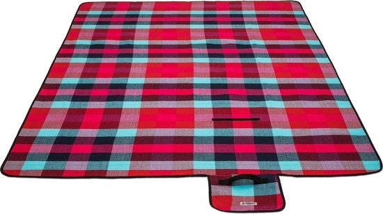 Pavillone da picnic - Blu chiaro/rosso - Motivo a riquadri - 195 x 150 cm - Impermeabile