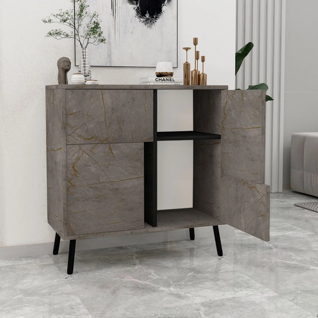Mobile multiuso in legno "Darien" - 76,5 x 35 x 79,5 cm - Marmo