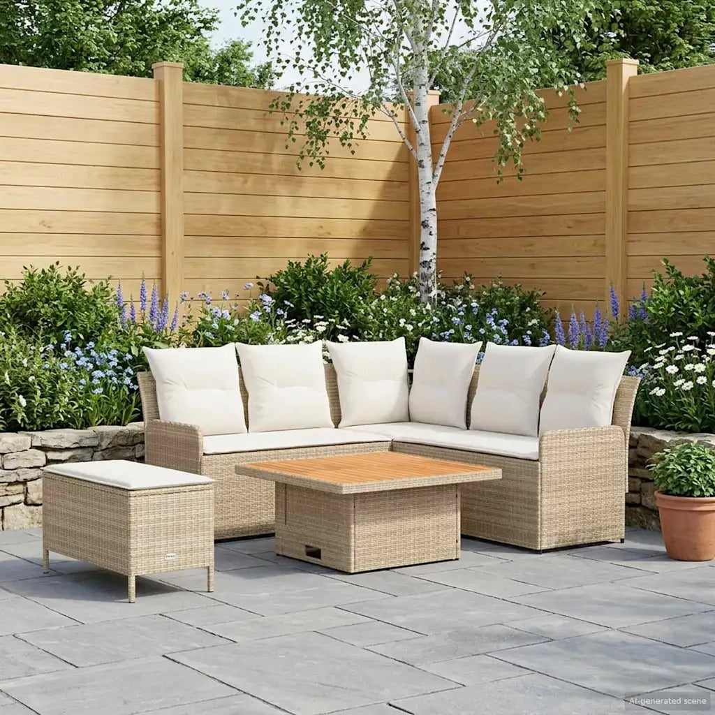 Set di Mobili con cuscino 5 pcs Beige e Crema Rattan in PE 3422206