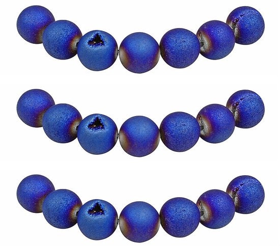 Kralen perline 8mm 45 pezzi Pietre di agata blu geode con foro Pietre naturali perline rotonde per la creazione di accessori, collane, bracciali.