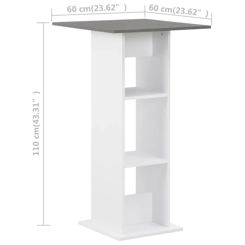 Tavolo da Bar Bianco e grigio Antracite 60x60x110 cm cod mxl 6517