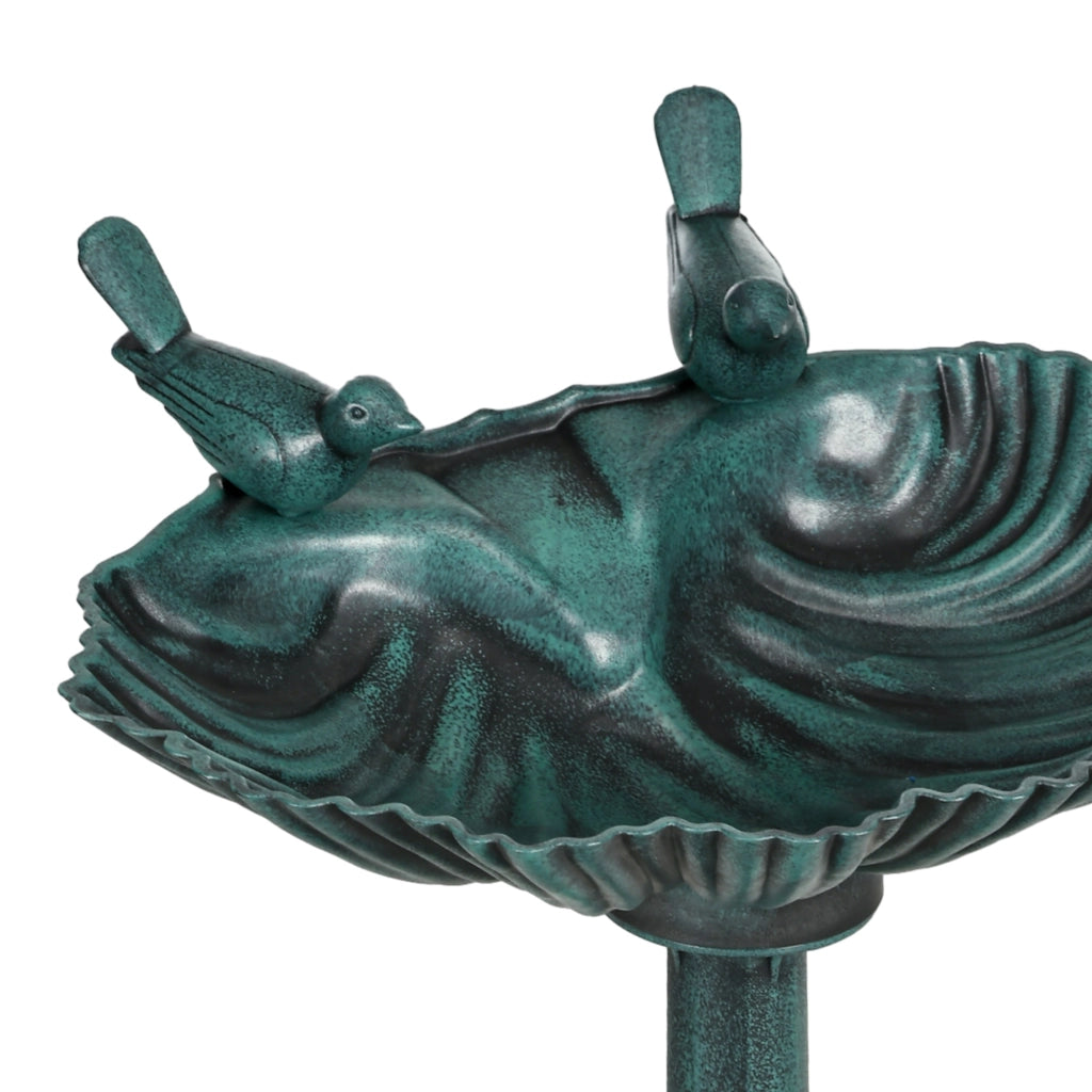 Vasca per Uccelli con Statue ¨C zephmum ¨C 2 Vasche Plastica Verde Scuro 49.5x38x81 cm