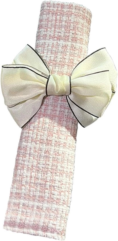 Protezione autoimpatto in cotone e lino, schienale protettivo contro la compressione - striscia rossa-beige, 21 x 6 cm