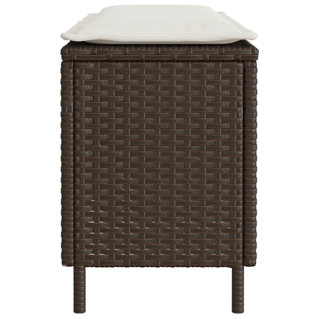 Panchina da Giardino | Panca da Giardino con Cuscino Marrone 110x30x40,5 cm Polyrattan