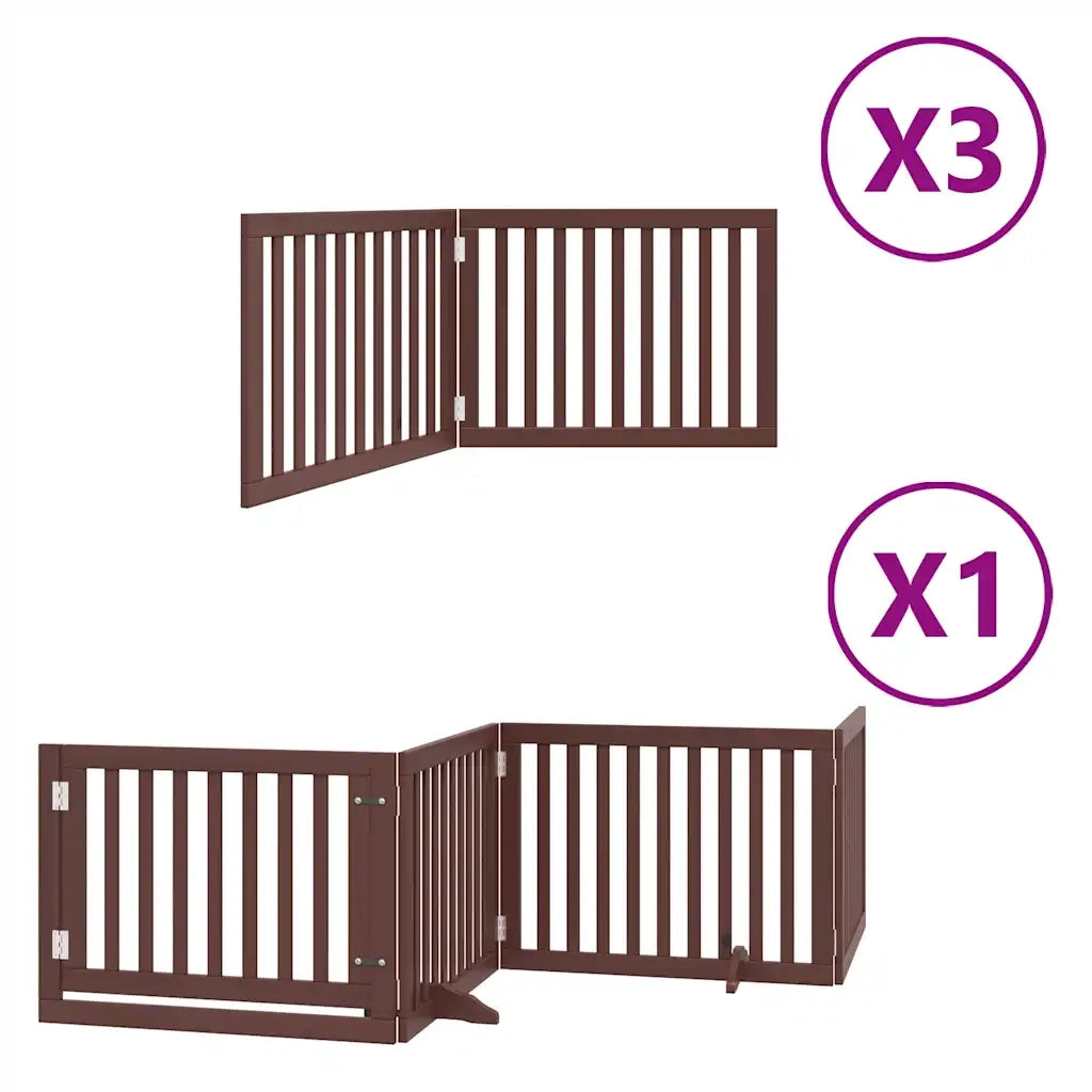 Cancello Cani Porta Pieghevole Marrone 10 Pannelli 800cm Pioppo CFW7642230