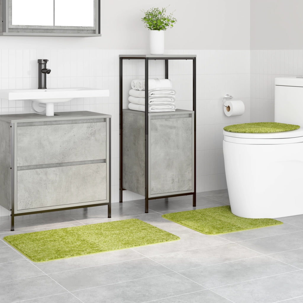 Set di Tappetini da Bagno in 3 Pezzi Verde in Polipropilene Antiscivolo