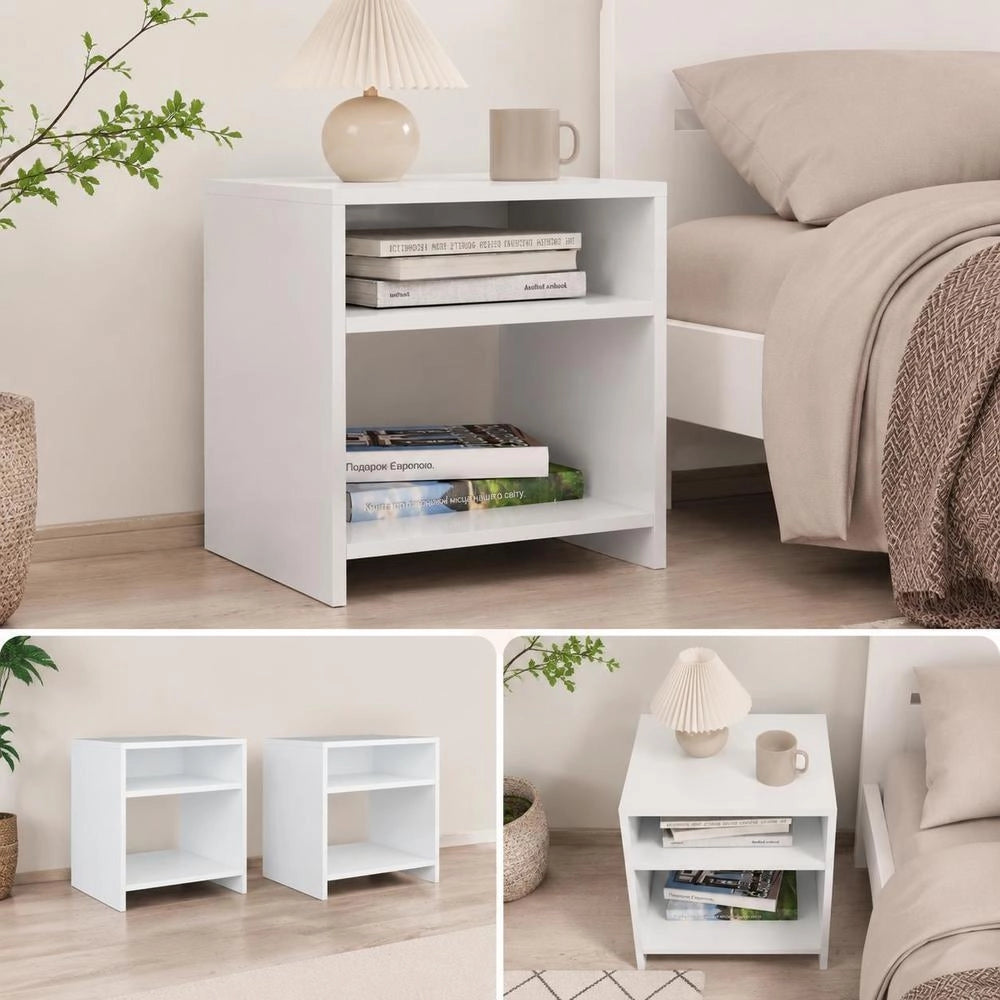 Bedside Tables 2 Pcs. White 40x30x40 Cm Wood Material