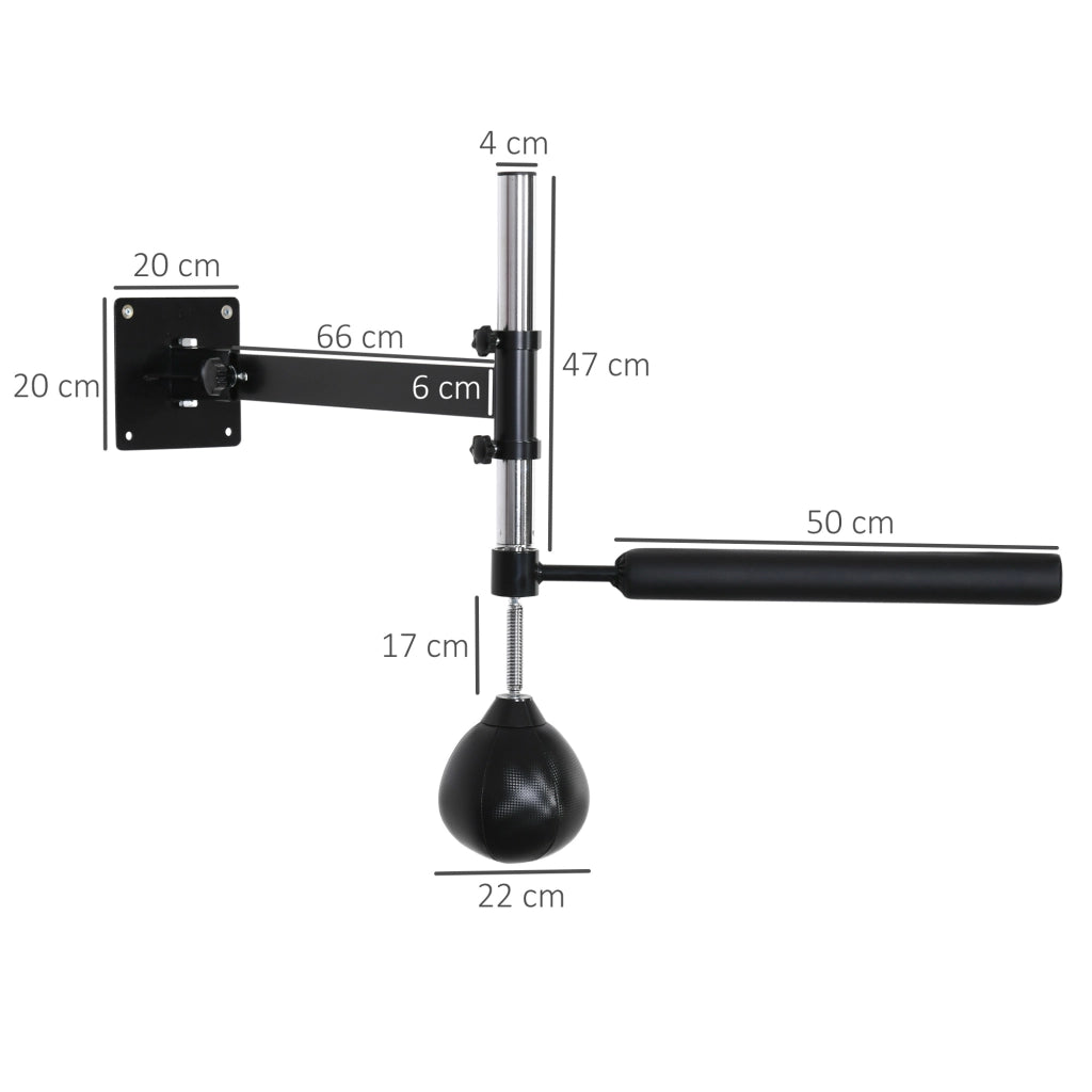 Speed Bag da Boxe Regolabile ¨C zephmum ¨C Acciaio e PU, Nero, 79x72x20 cm