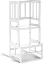 Torrino di apprendimento Montessori in bambù naturale - Bianco - Adatto a partire da 1 anno