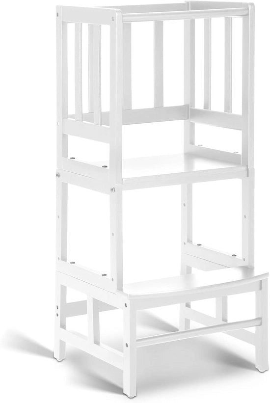 Torrino di apprendimento Montessori in bambù naturale - Bianco - Adatto a partire da 1 anno