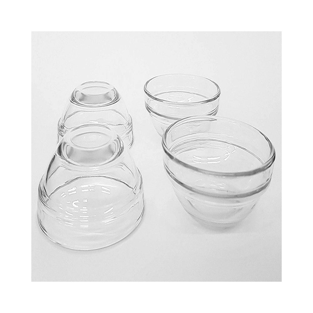 Trade Shop - Set 4pz Antipastiera Ciotole Bowls 7.5 Cm Vetro Finger Food Snack Aperitivo -