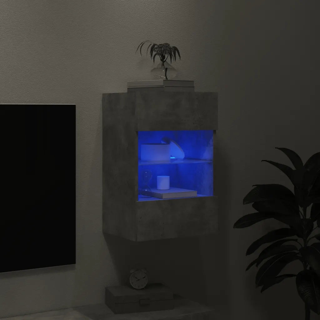 Mobile TV a Parete con Luci LED Grigio Cemento 40x30x60,5 cm 837084