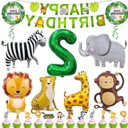 Decorazione di compleanno jungle con 34 animali in adesivo per palloncino, 2 anni