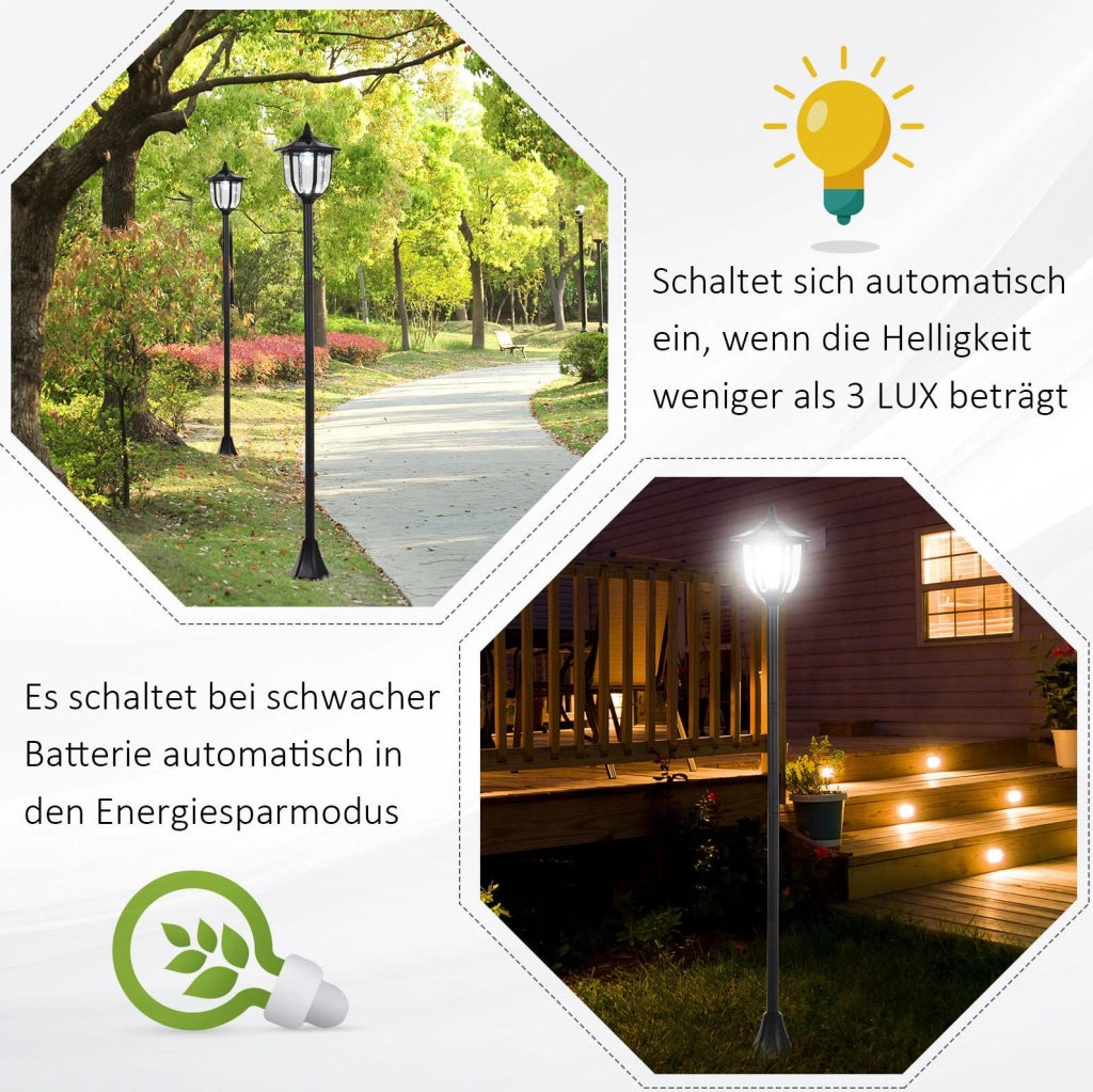 Lampada solare LED da esterno IP44 nera con 6 LED