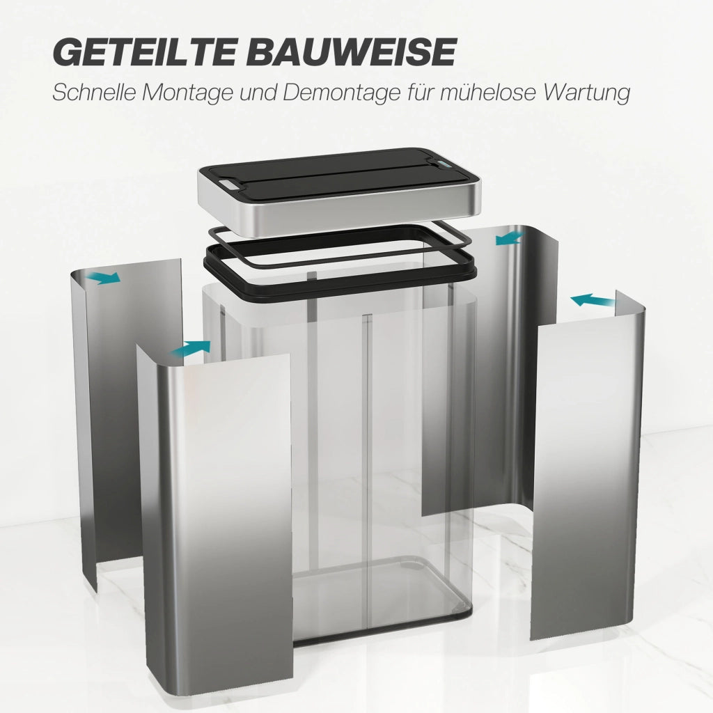 Cestino Intelligente ¨C zephmum ¨C 55 L, Apertura Automatica, Acciaio Inossidabile