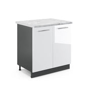 Mobile lavello cucina Fame-Line Bianco lucido/Antracite 80 cm, PL Marmo Vicco