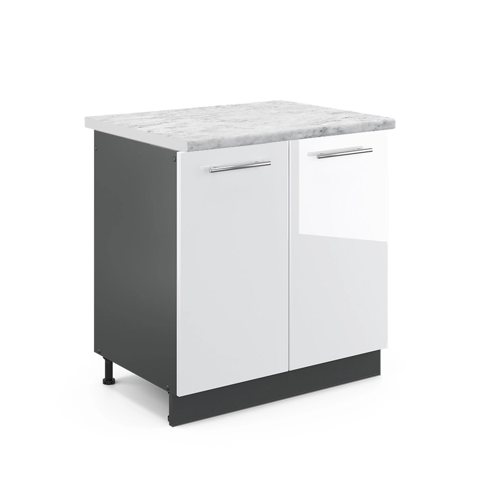 Mobile lavello cucina Fame-Line Bianco lucido/Antracite 80 cm, PL Marmo Vicco