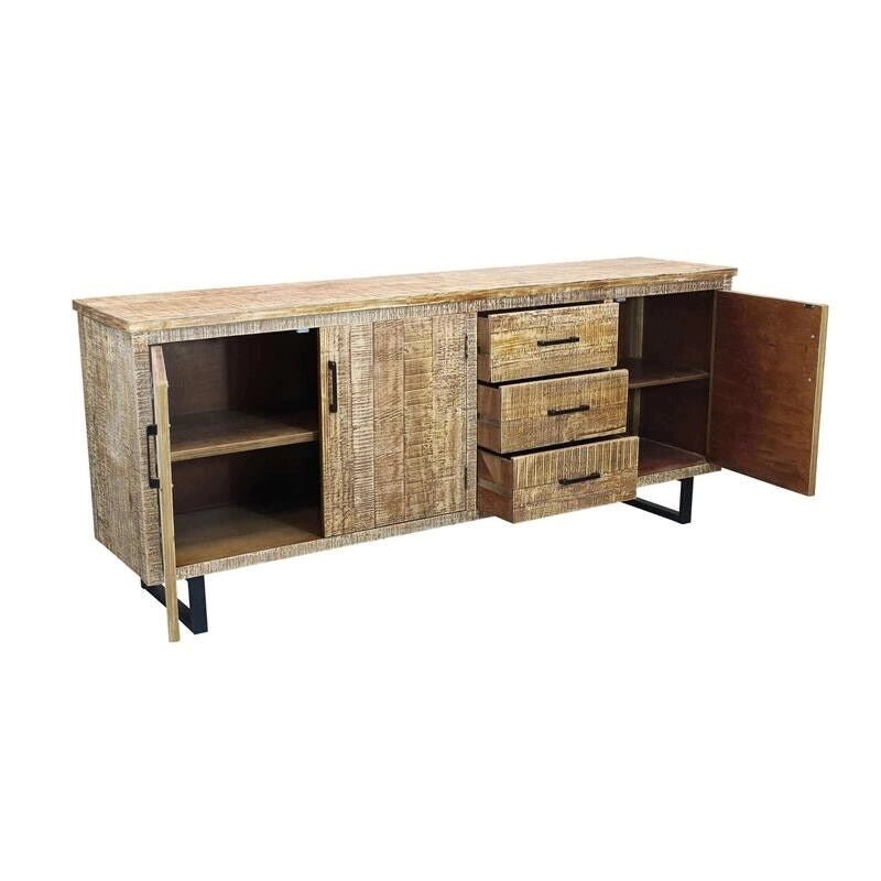 MOBILE BARRET IN LEGNO NATURALE CON GAMBE IN METALLO 200 X 45 X H83 CM