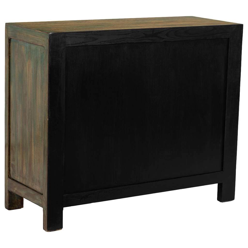 Mobile da ingresso in legno verde invecchiato 115x45x95h cm