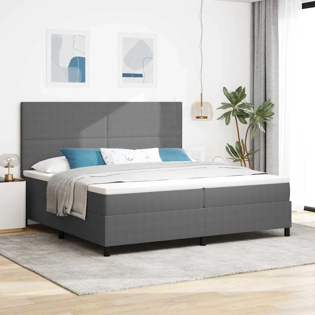 Letto a molle con testiera Grigio chiaro e bianco 200 x 200 cm 3337571