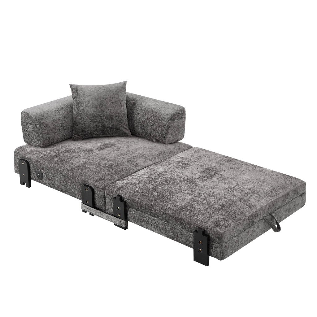 Divano Letto Pieghevole con Funzione Letto e Contenitore ¨C MINIMAL ¨C Beige / Grigio Scuro