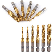 Set di Forbici a Tornello a Sei Pezzi - M3/M4/M5/M6/M8/M10 - HSS - Forma a Zanna - Raggi Spirali - Facile da Usare - Set di Tornelli