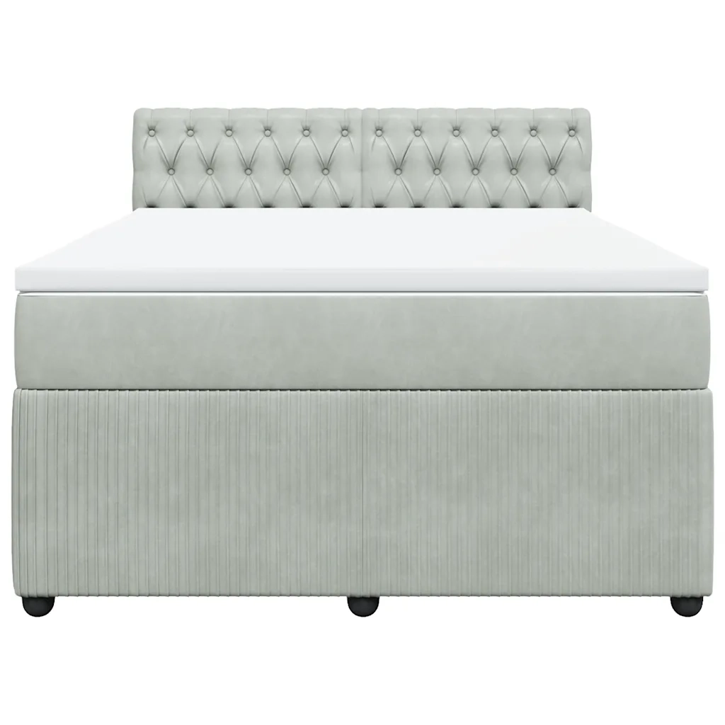 Giroletto a Molle con Materasso Grigio Chiaro 140x190cm Velluto